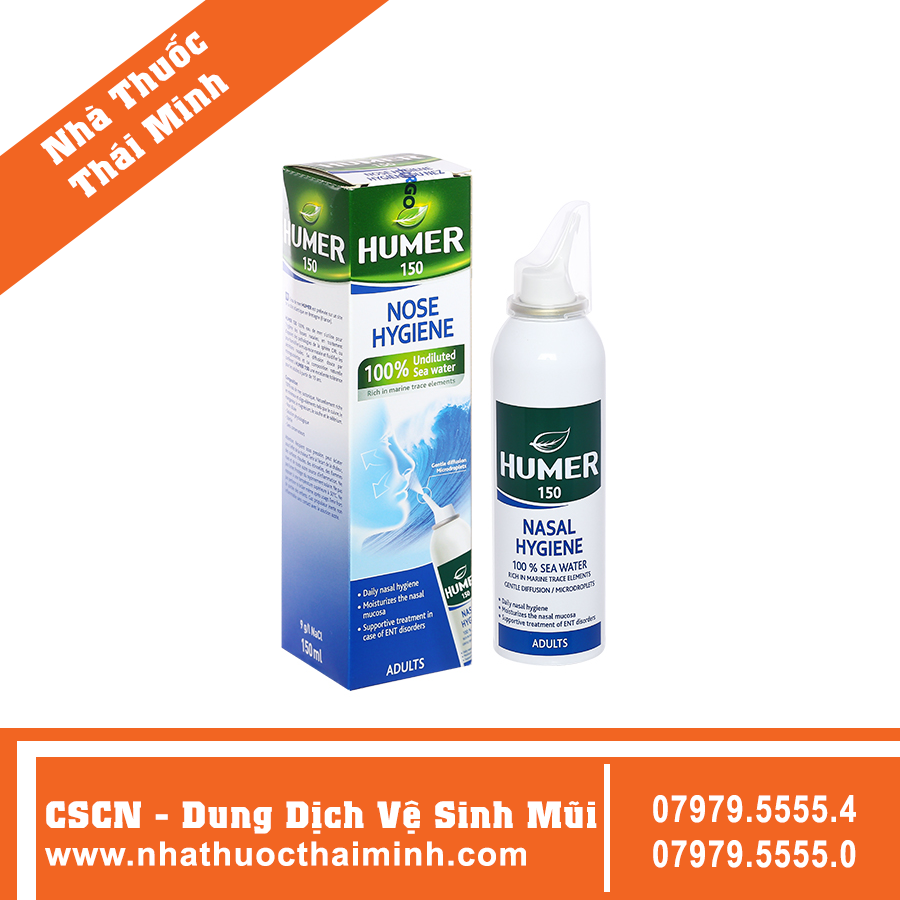 Xịt mũi Humer 150 Nose Hygiene - Hỗ trợ vệ sinh khoang mũi hàng ngày (150ml)