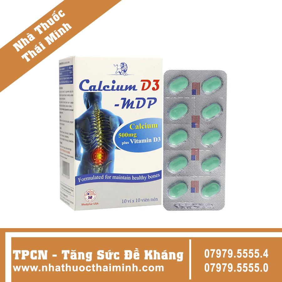 Calcium D3 MDP - Hỗ trợ bổ sung Canxi và Vitamin D3 (10 vỉ x 10 viên)