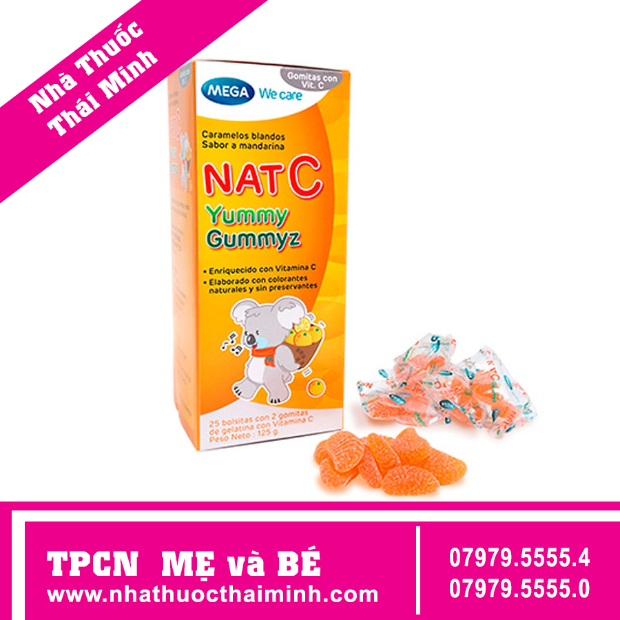 Kẹo Dẻo Nat C Yummy Gummyz Bổ Sung Vitamin C Tăng Cường Sức Đề Kháng