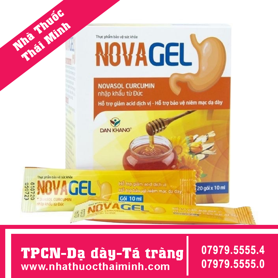 Novagel Hộp 20 gói Hỗ trợ giảm đau dạ dày bảo vệ niêm mạc dạ dày