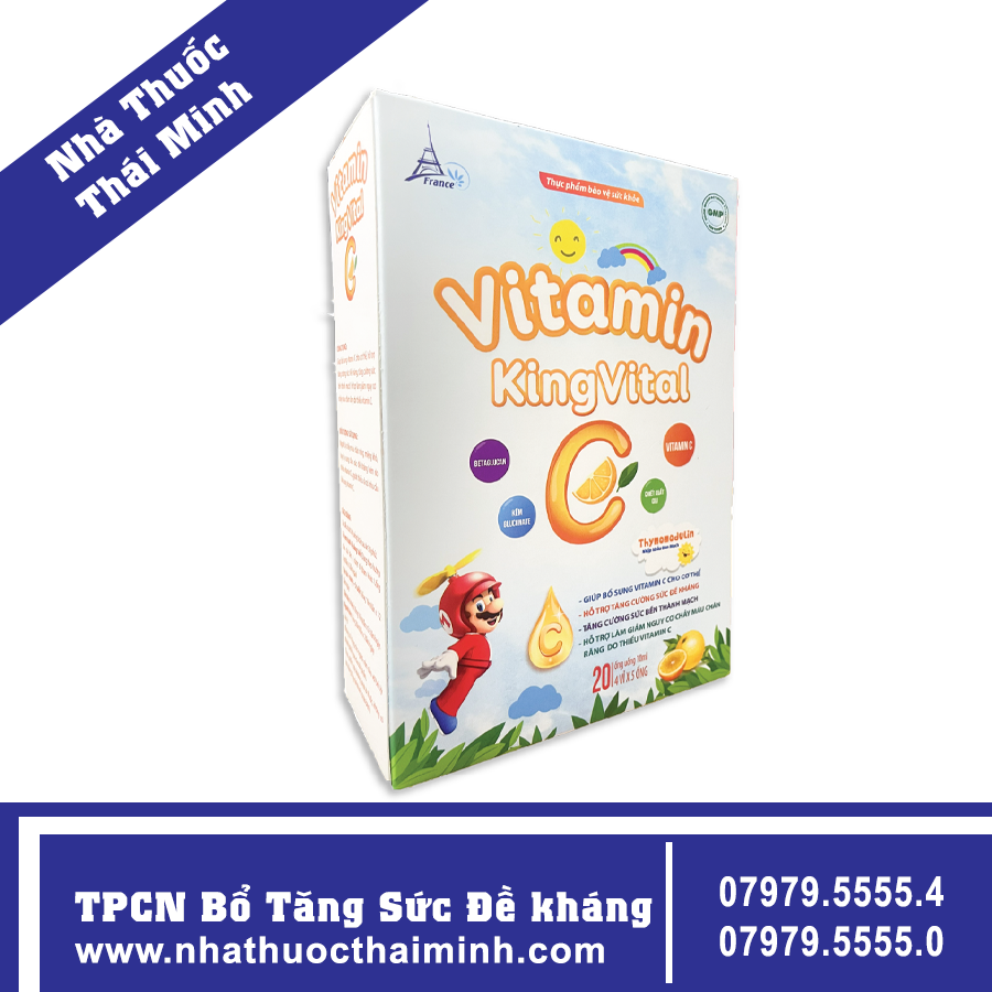 Siro VITAMIN KING VITAL giúp bổ sung vitamin C, tăng cường sức đề kháng và giảm nguy cơ chảy máu chân răng - hộp 20 ống