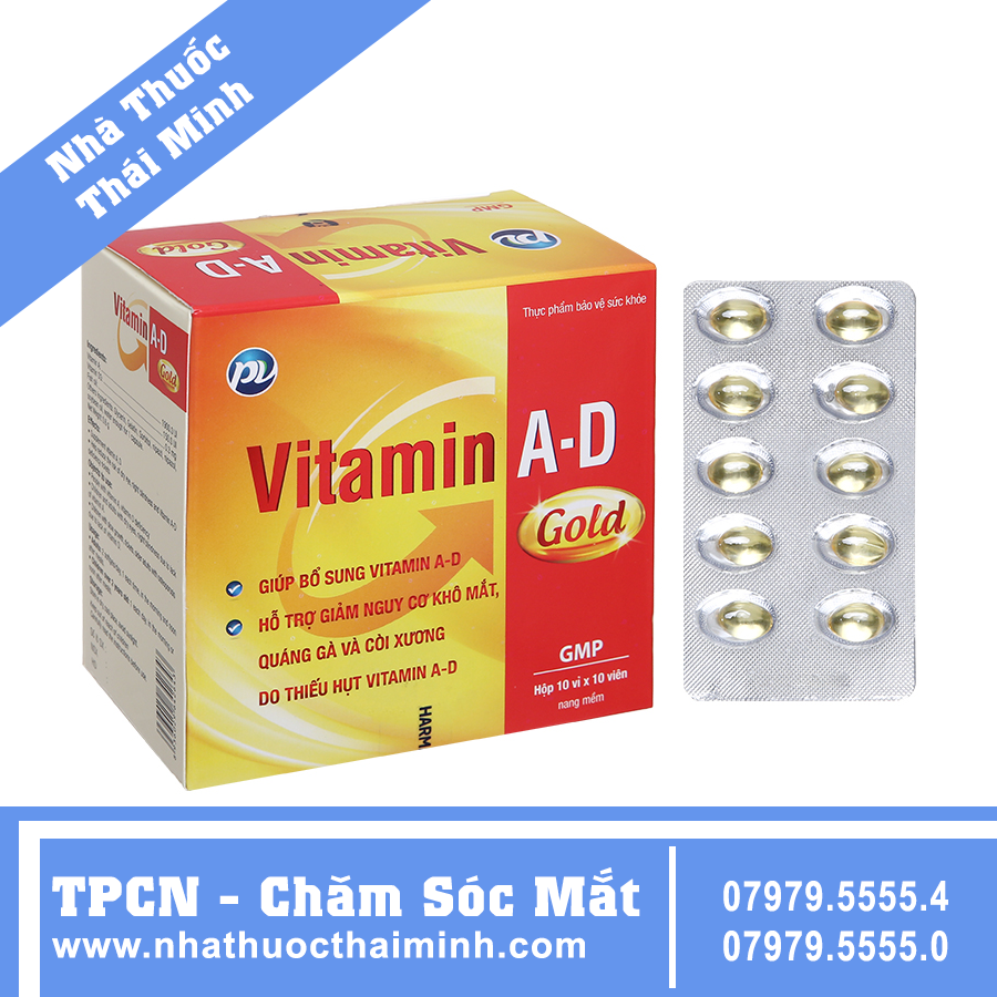 Vitamin A-D Gold - Hỗ trợ giảm khô mắt (10 vỉ x 10 viên)