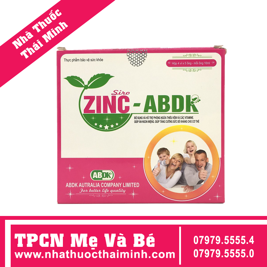 ZINC-ABDK hộp 20 ống Bổ sung Kẽm và Vitamin cần thiết cho sự phát triển của trẻ