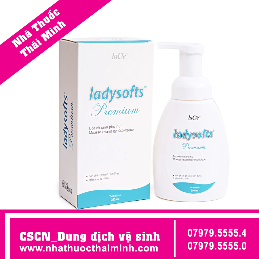 Bọt vệ sinh phụ nữ Ladysofts Premium laCle giữ ẩm, làm mềm da (250ml)
