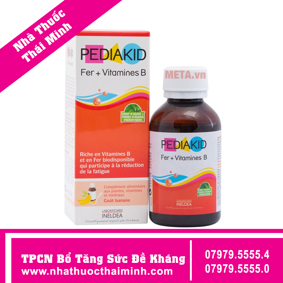 Siro Pediakid Fer và Vitamines B hỗ trợ điều trị thiếu máu (125ml)